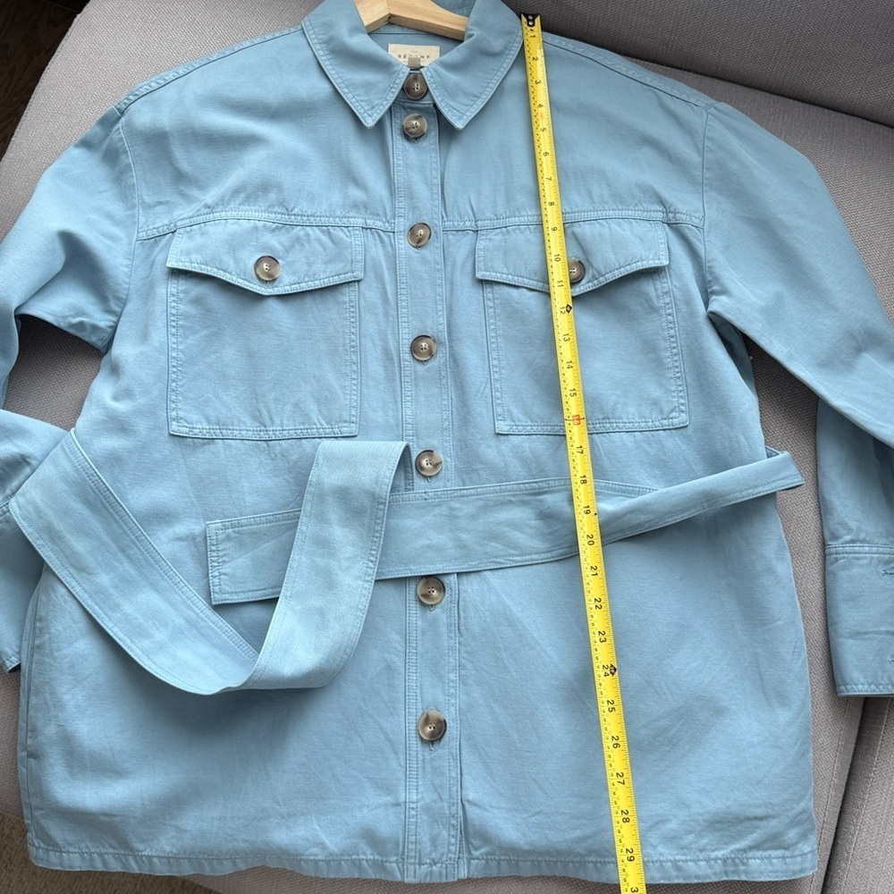 Sezane Marena Belted Utility Jacket Light Blue US 12 - Picture 12 of 15
